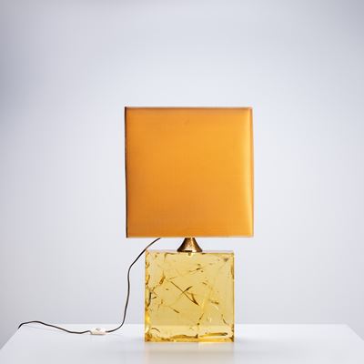 Lampada da tavolo, resina e ottone