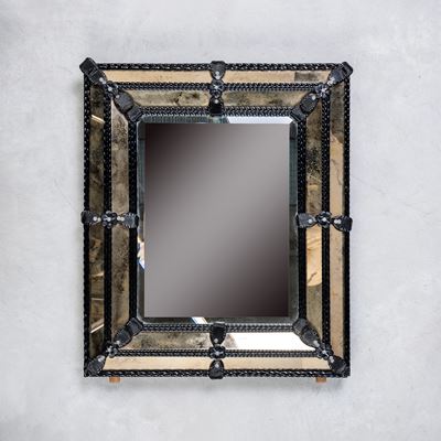 Oggetto decorativo Déco, specchio in vetro e cornice in legno