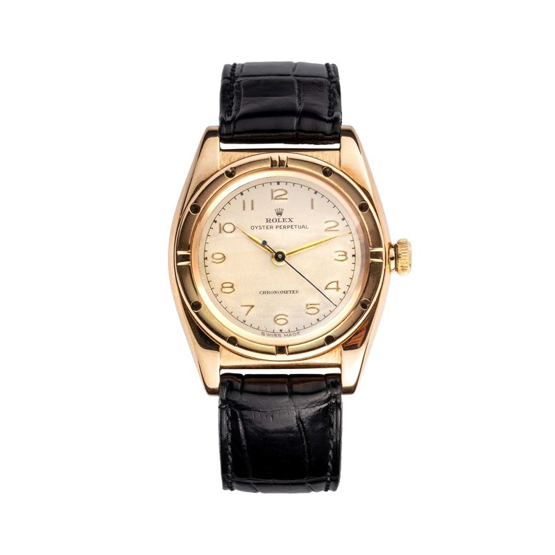 Rolex - Ovetto — orologio da polso “Solo Tempo” in oro rosa con quadrante bianco