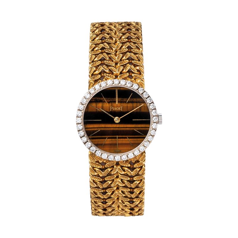 Piaget - Orologio da donna con bracciale integrato, carica manuale, oro 18 kt e quadrante in occh...