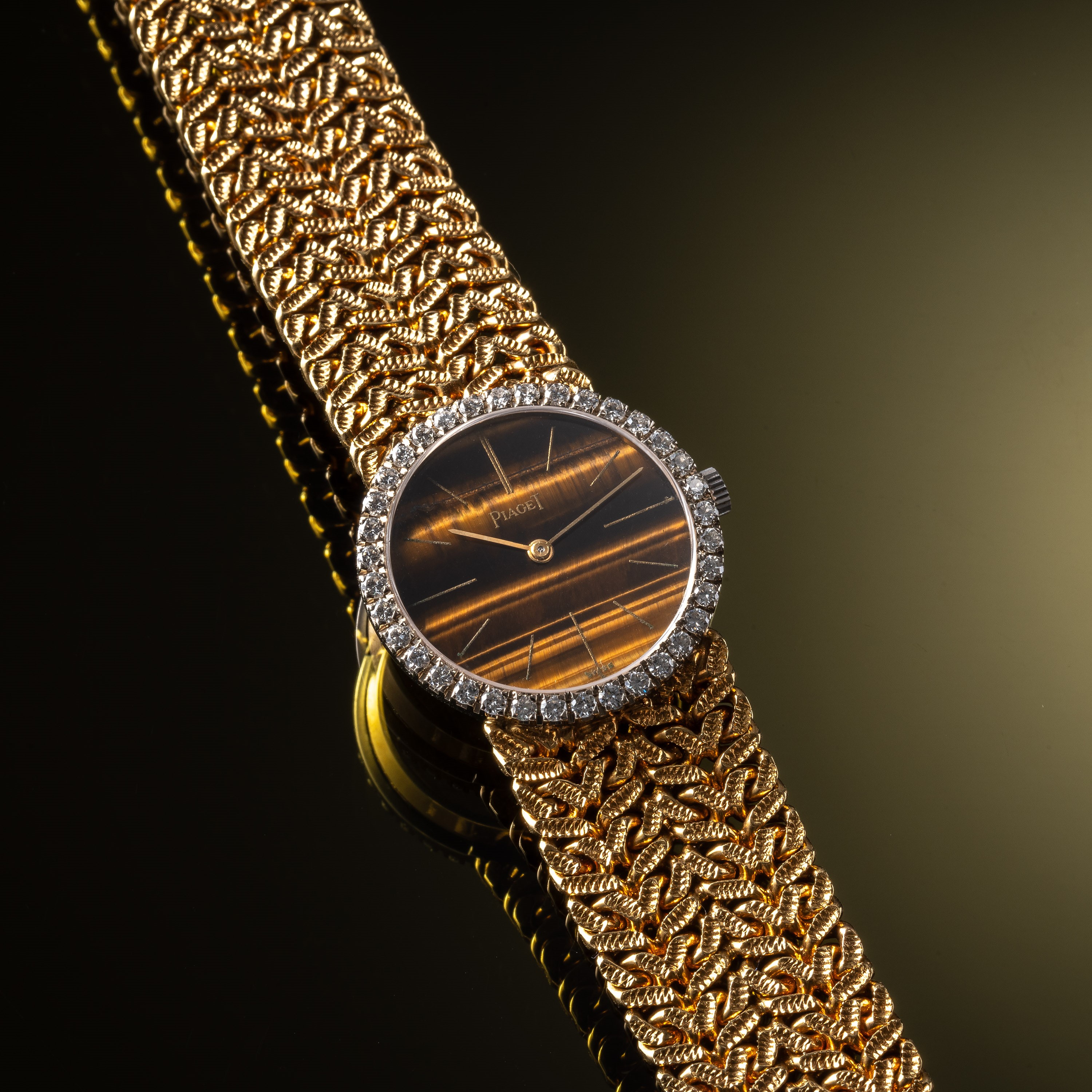 Piaget - Orologio da donna con bracciale integrato, carica manuale, oro 18 kt e quadrante in occh...