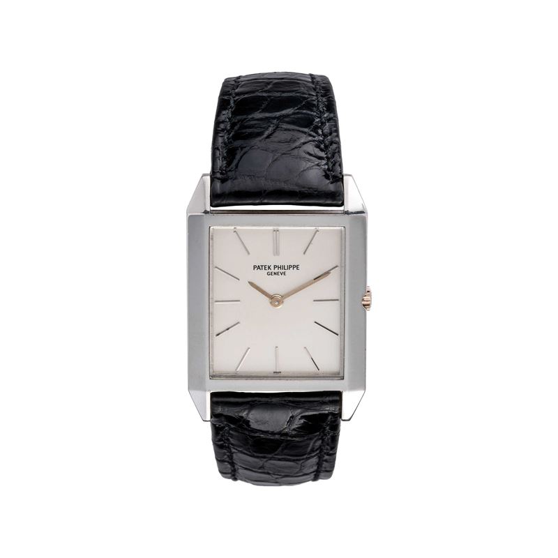 Patek Philippe - Tank, orologio da polso in oro bianco 18 kt a carica manuale (175) con estratto ...