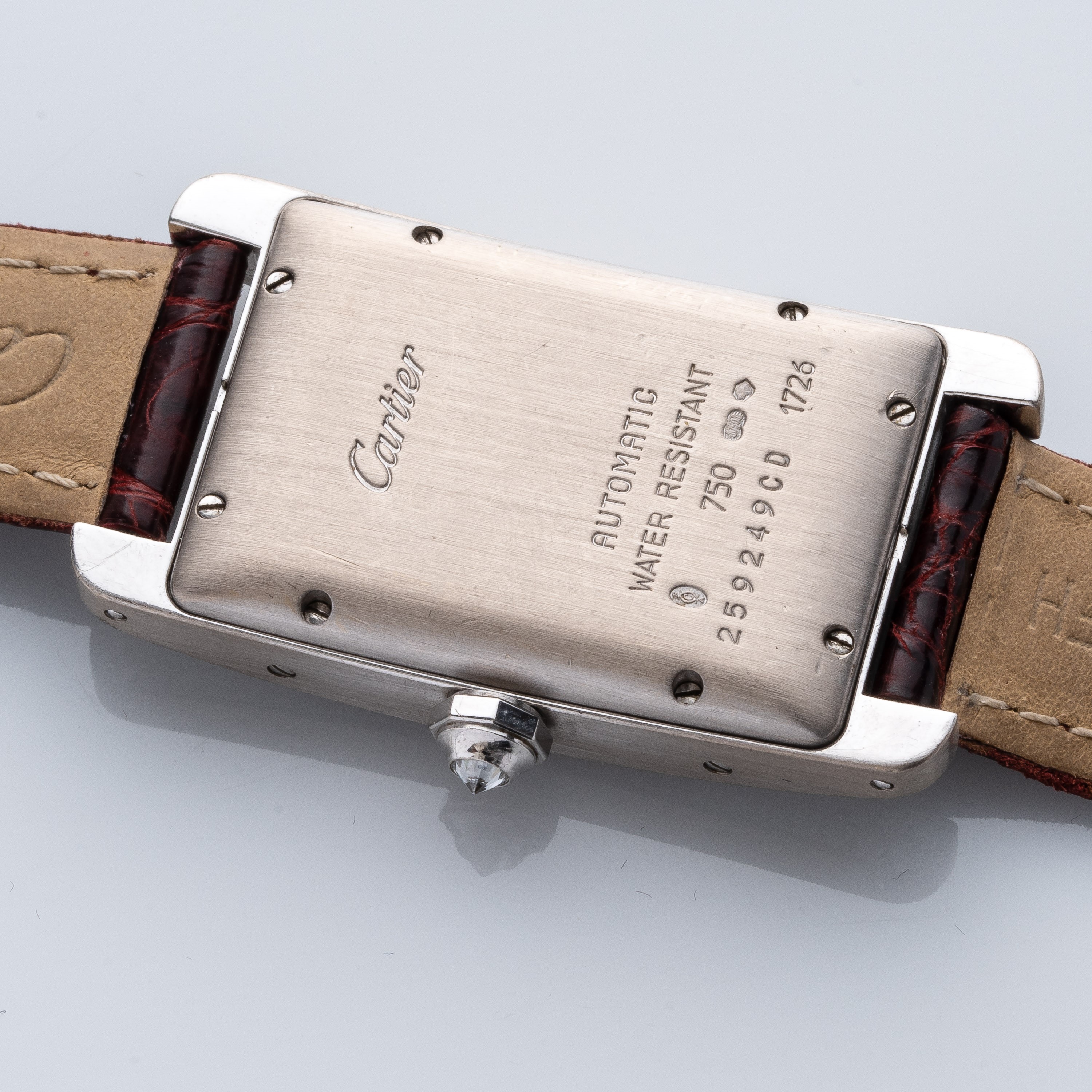 Cartier - Americaine 1726, orologio da polso in oro bianco 18 kt con ghiera in diamanti