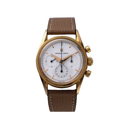 Compax cronografo manuale in oro giallo 18 kt con quadrante bianco a tre contatori
