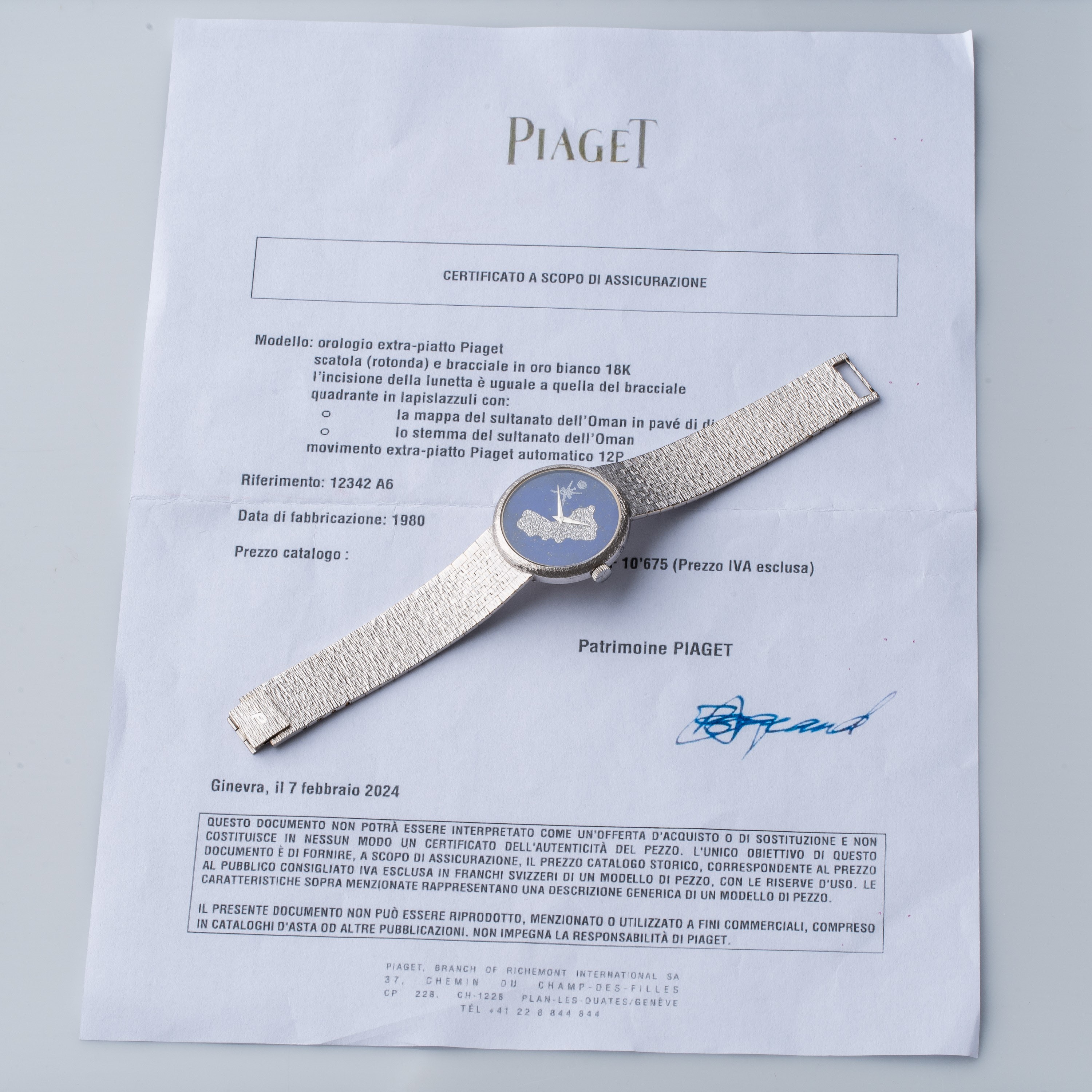 Piaget - Orologio da polso automatico in oro bianco 18 kt con quadrante in lapislazzuli e mappa d...