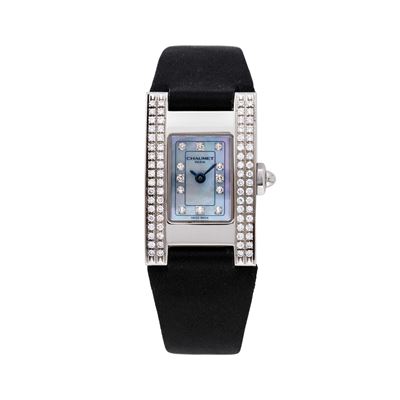 Tank 1216410, orologio da donna al quarzo in acciaio con ghiera in diamanti e quadrante in madrep...