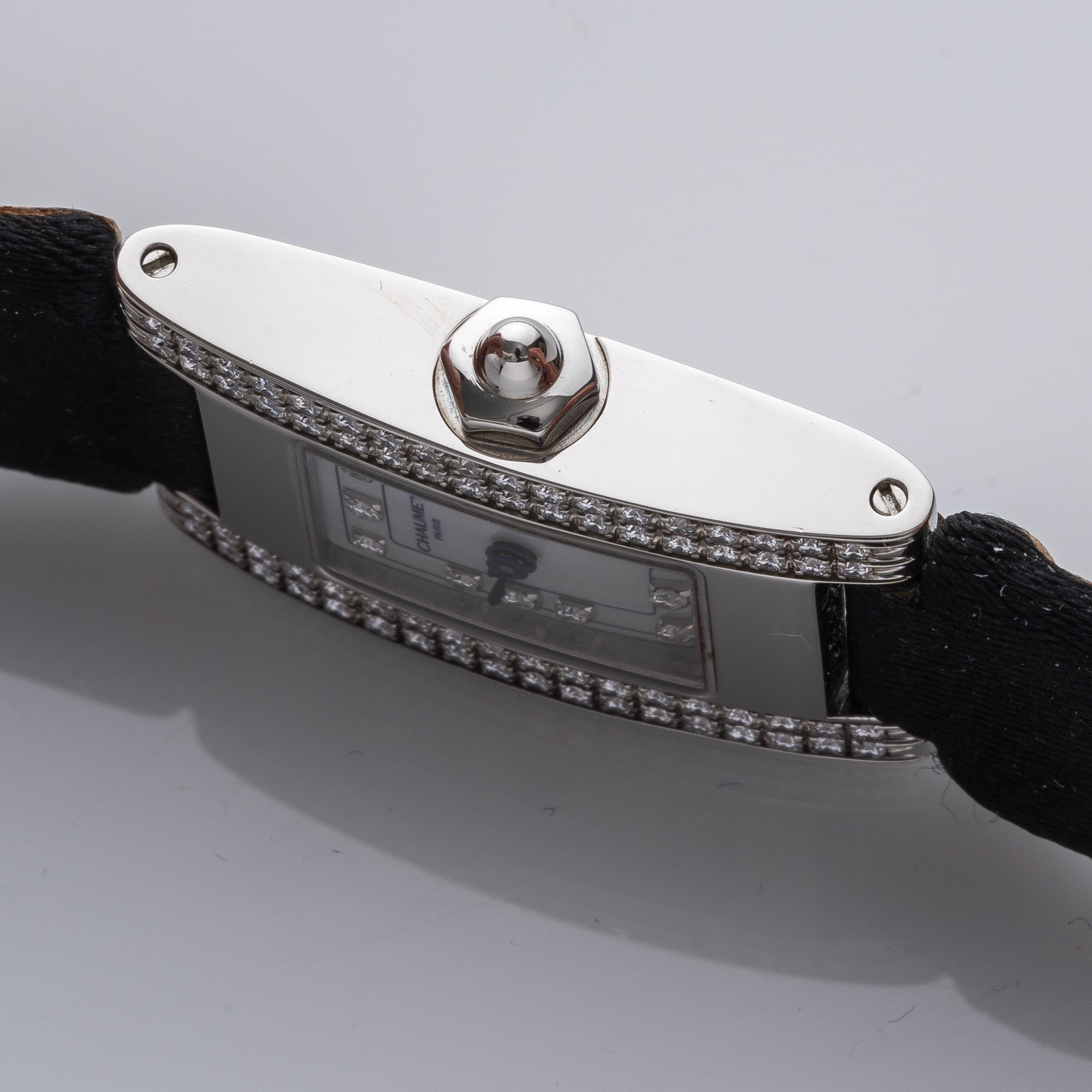 Chaumet - Tank 1216410, orologio da donna al quarzo in acciaio con ghiera in diamanti e quadrante...