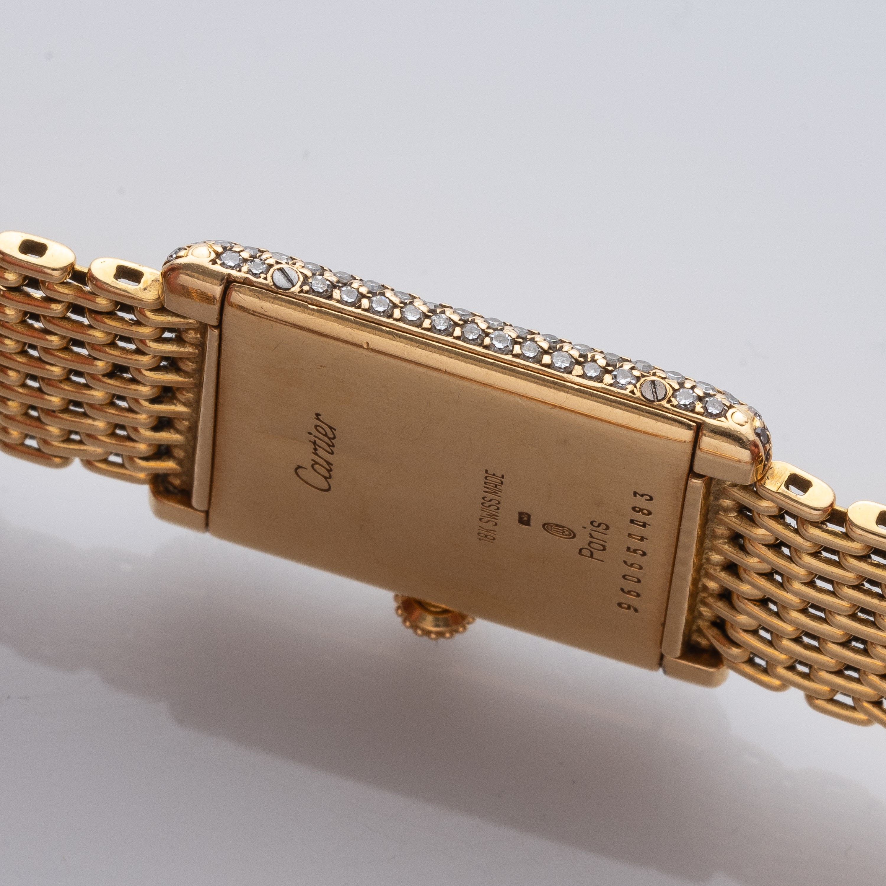 Cartier - Tank, orologio da polso in oro giallo 18 kt con diamanti e carica manuale (cassa 96065,...