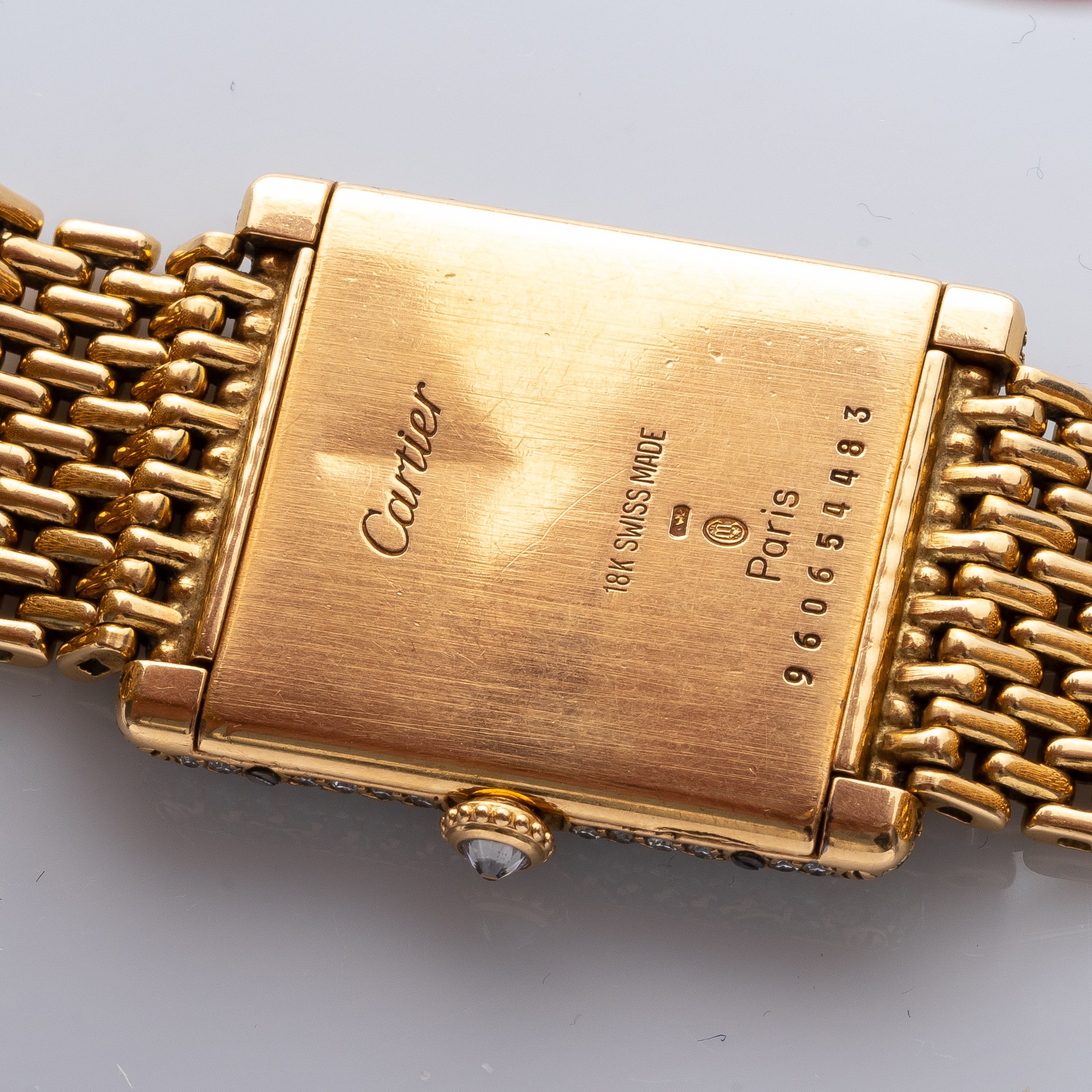 Cartier - Tank, orologio da polso in oro giallo 18 kt con diamanti e carica manuale (cassa 96065,...