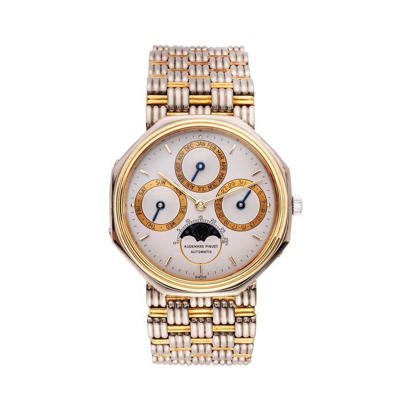 Audemars Piguet - Quantième Perpetual 5557CA, orologio da polso in oro giallo e bianco 18 kt con ...