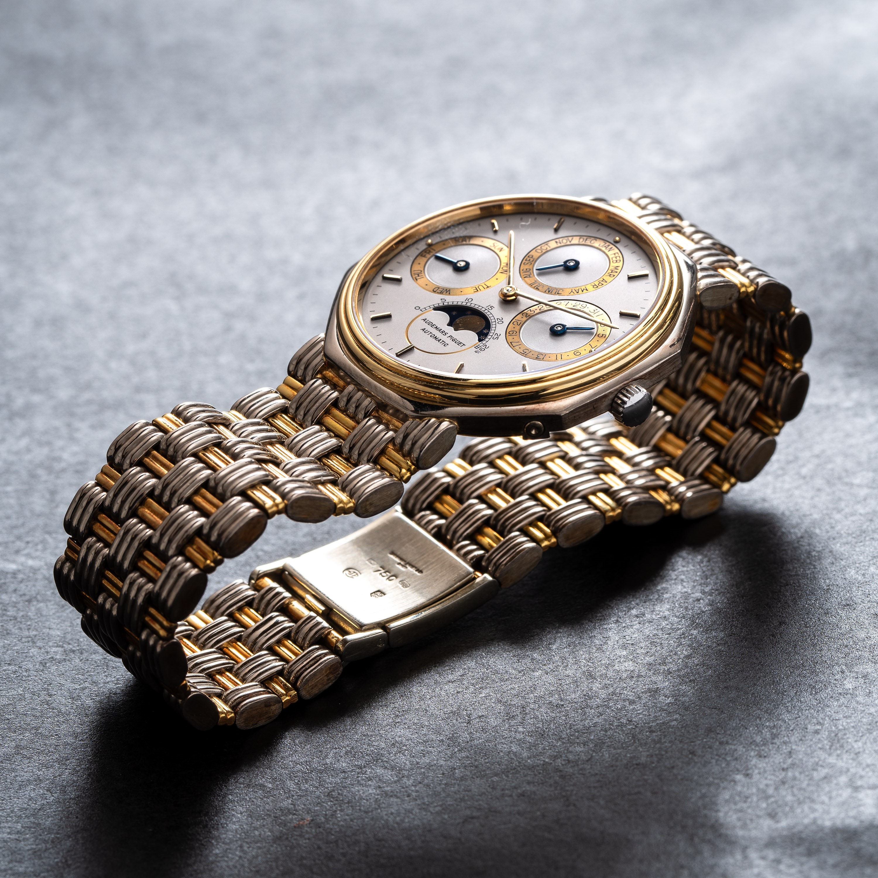 Audemars Piguet - Quantième Perpetual 5557CA, orologio da polso in oro giallo e bianco 18 kt con ...