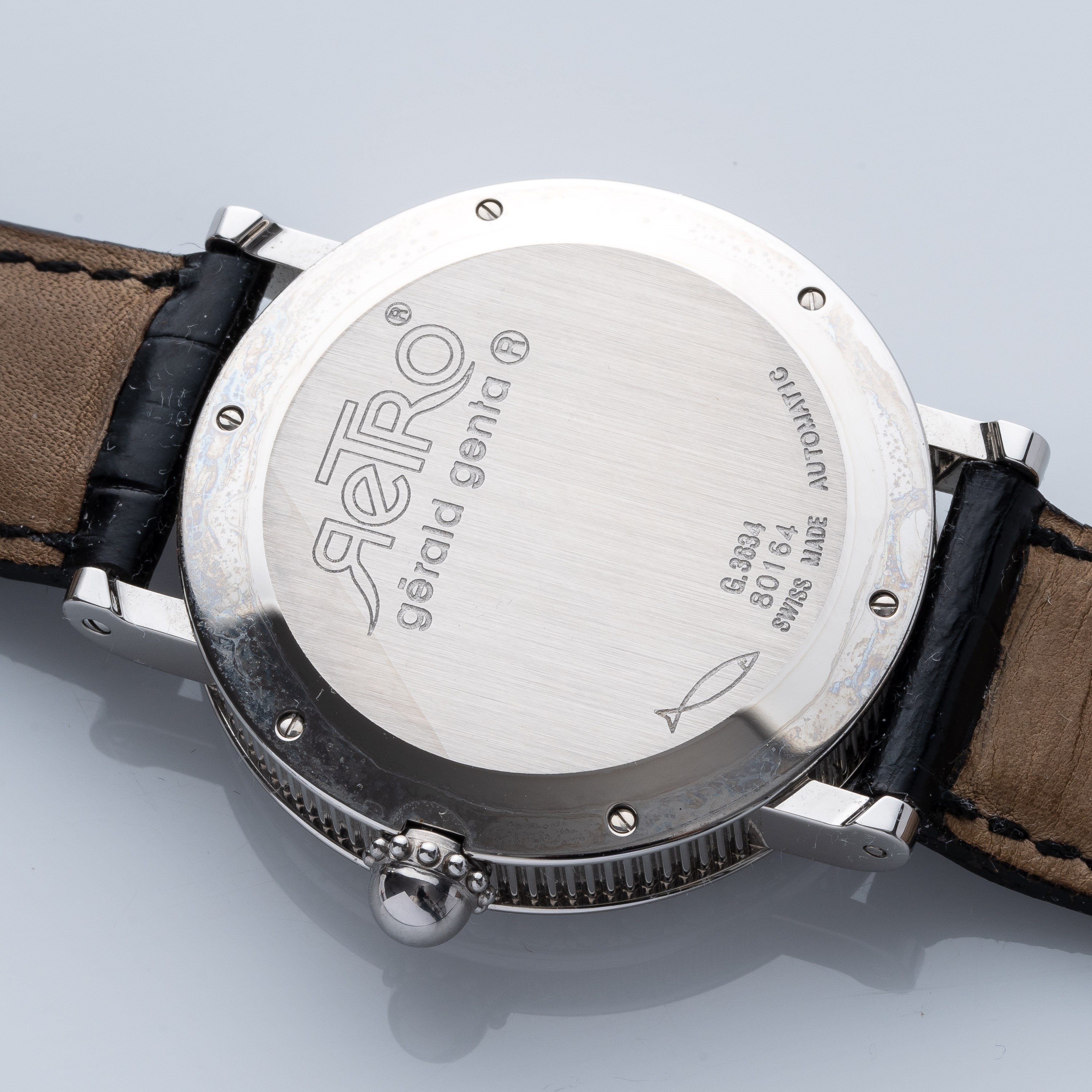 Gerald Genta - Retrogrado G3634, orologio in acciaio con quadrante in madreperla e ghiera in diam...