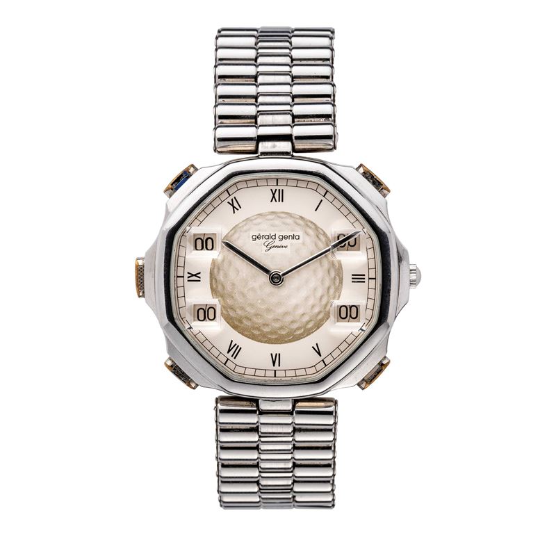 Gerald Genta - L’Open G2900.4 orologio in acciaio al quarzo (1990) con contatori golf