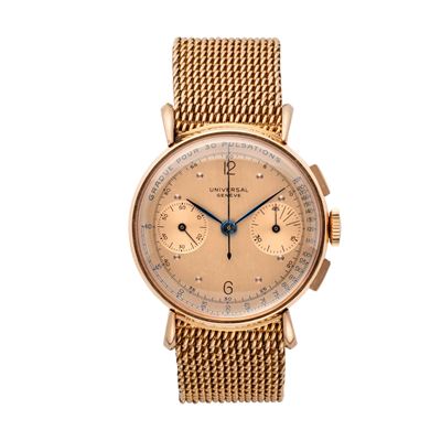Cronografo Pulsometrico in oro rosa 18kt con quadrante rosa e carica manuale