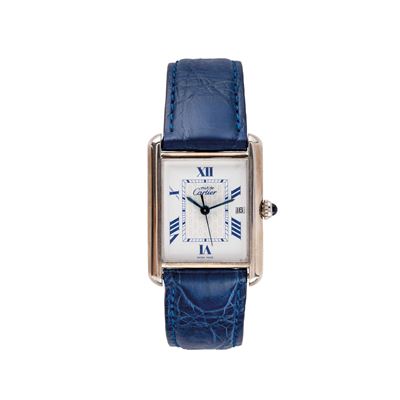 Must De, orologio solo tempo in argento al quarzo con datario ad ore tre