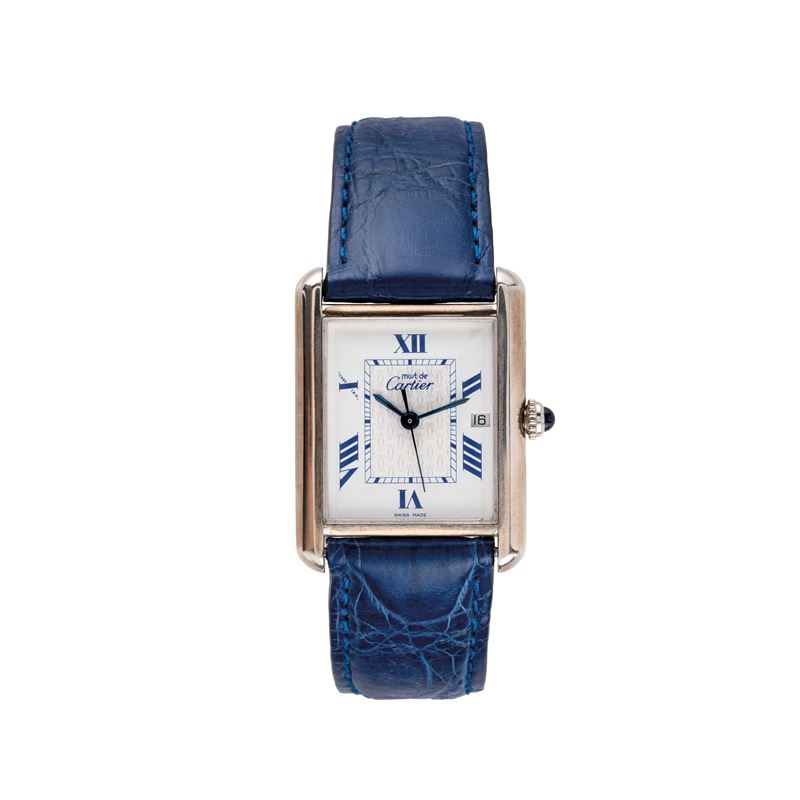 Cartier - Must De, orologio solo tempo in argento al quarzo con datario ad ore tre