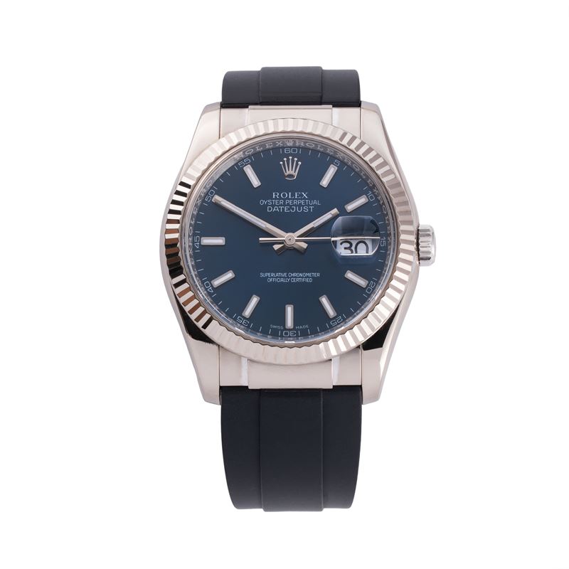 Rolex, Rolex - Datejust 116139, orologio da polso in oro bianco 18 kt con quadrante blu e calibro...