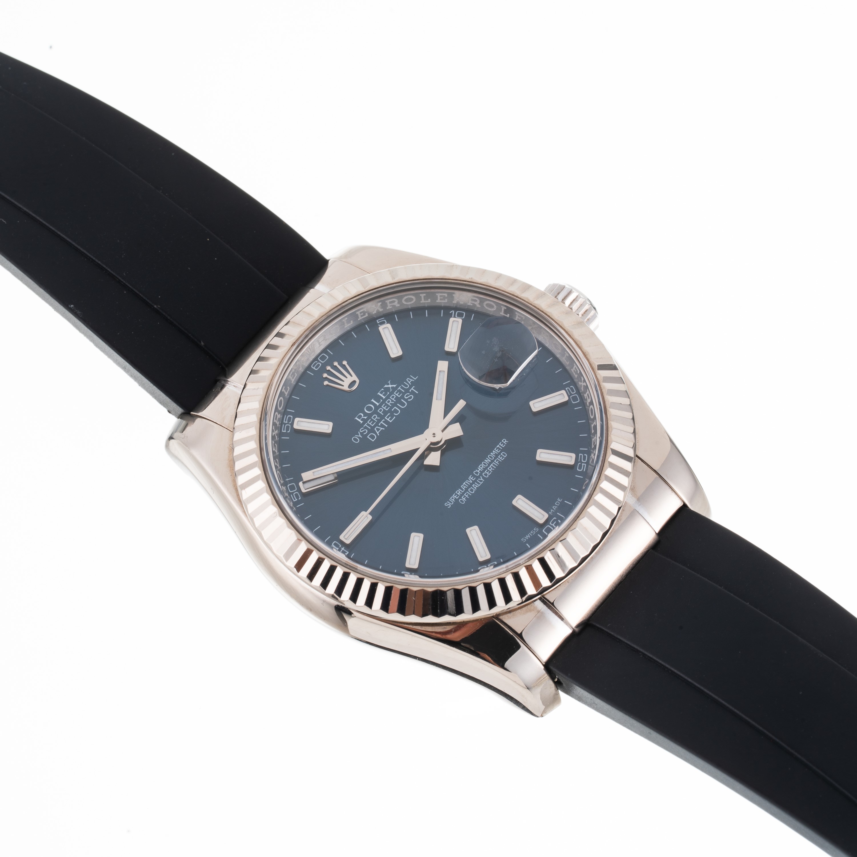 Rolex, Rolex - Datejust 116139, orologio da polso in oro bianco 18 kt con quadrante blu e calibro...