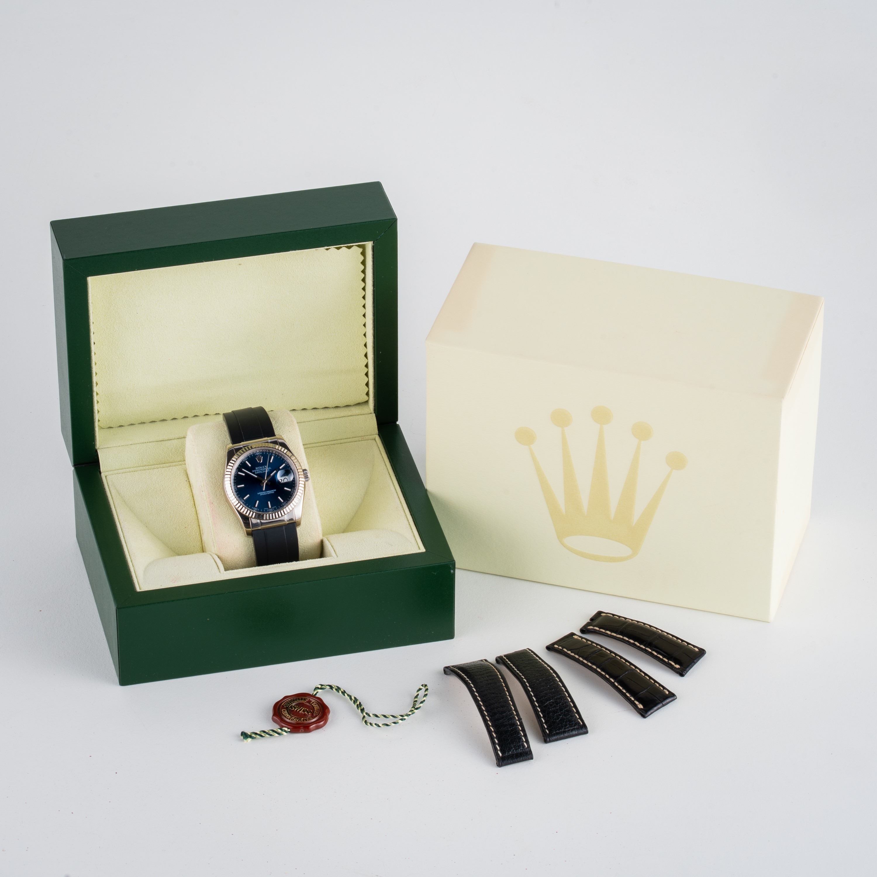 Rolex, Rolex - Datejust 116139, orologio da polso in oro bianco 18 kt con quadrante blu e calibro...