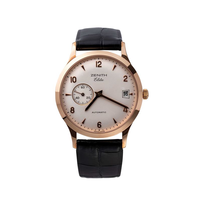 Zenith - Elite Automatic — orologio da polso in oro rosa 18 kt con calendario e piccoli secondi