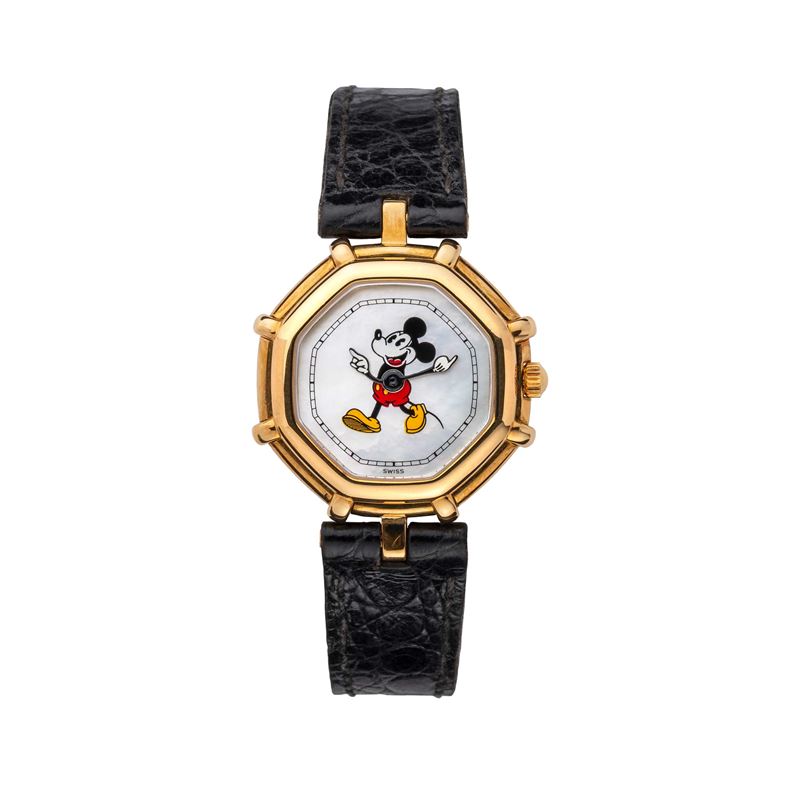 Gerald Genta - Mickey Mouse, orologio al quarzo in oro giallo 18 kt con quadrante in madreperla