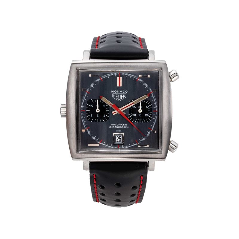 Heuer - Monaco 1133: orologio cronografico sportivo automatico a carica automatica, quadrante gri...