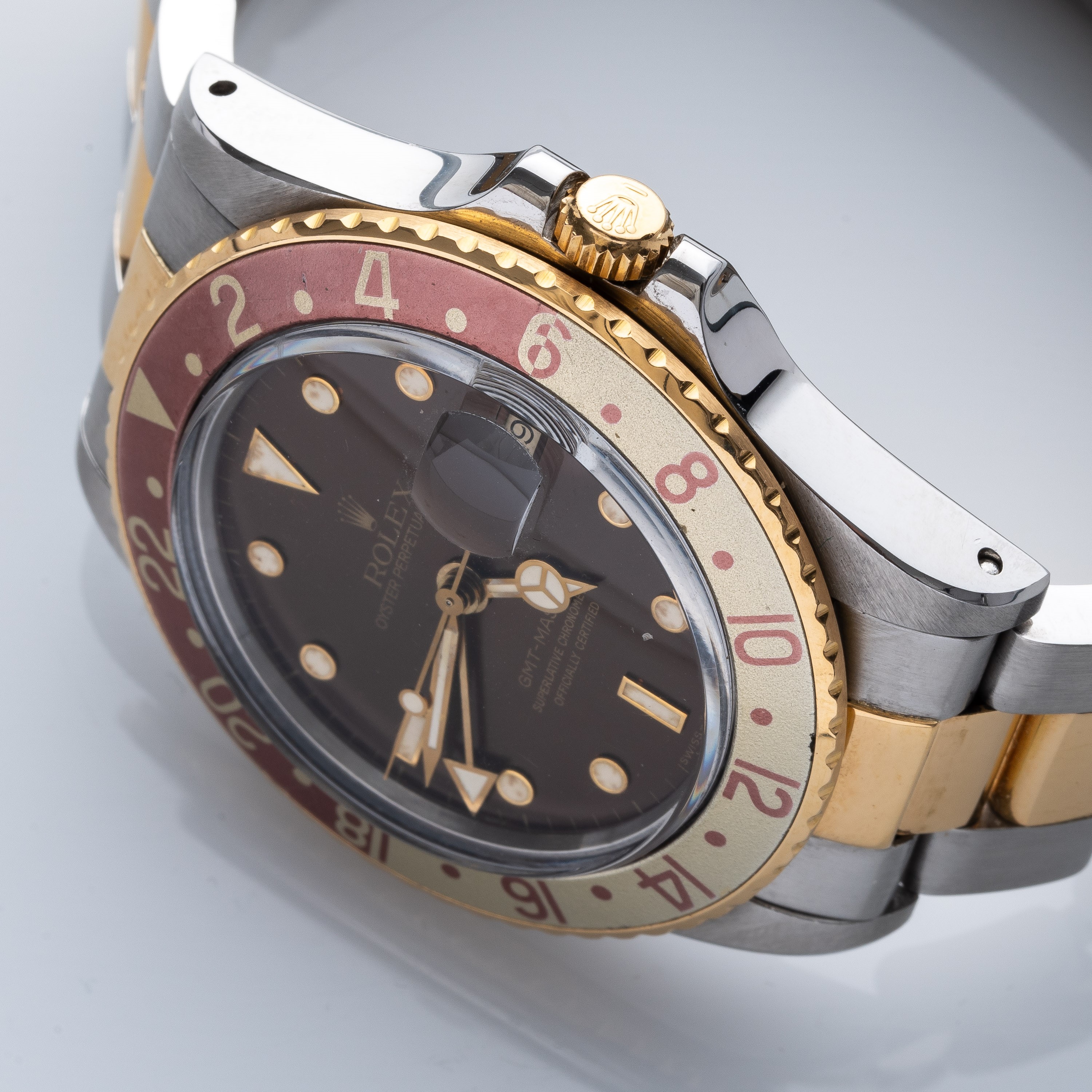 Rolex - GMT 16753, orologio automatico in acciaio e oro 18 kt con quadrante marrone