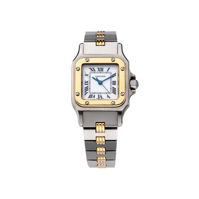 Santos Lady, orologio automatico in acciaio e oro 18 kt con quadrante bianco