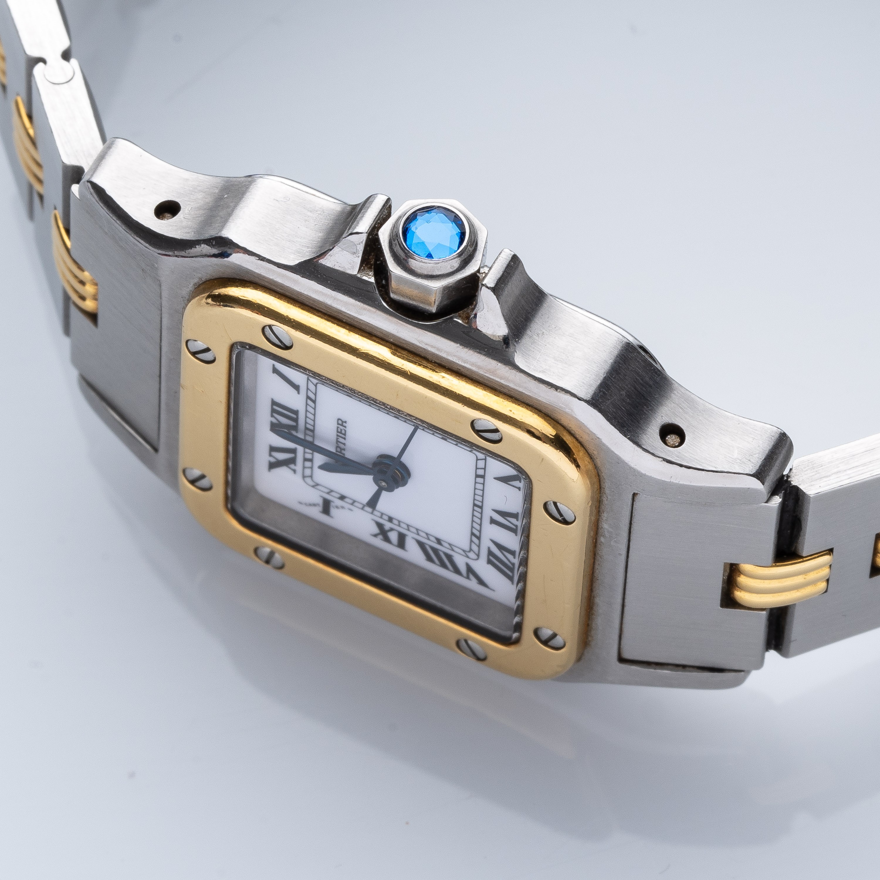 Cartier - Santos Lady, orologio automatico in acciaio e oro 18 kt con quadrante bianco