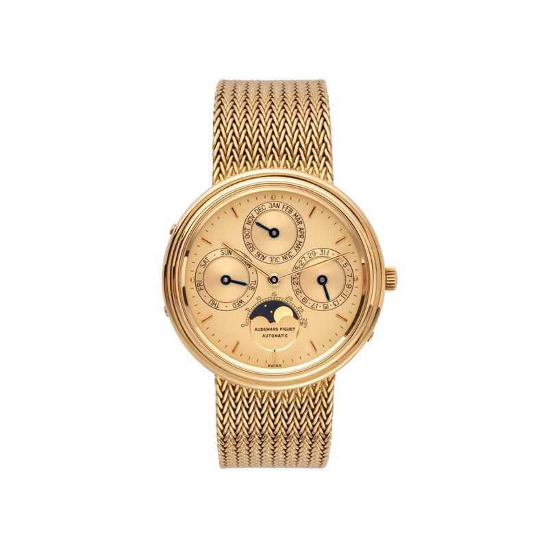 Audemars Piguet - Quantième Perpetual Automatico, oro giallo 18 kt, quadrante champagne