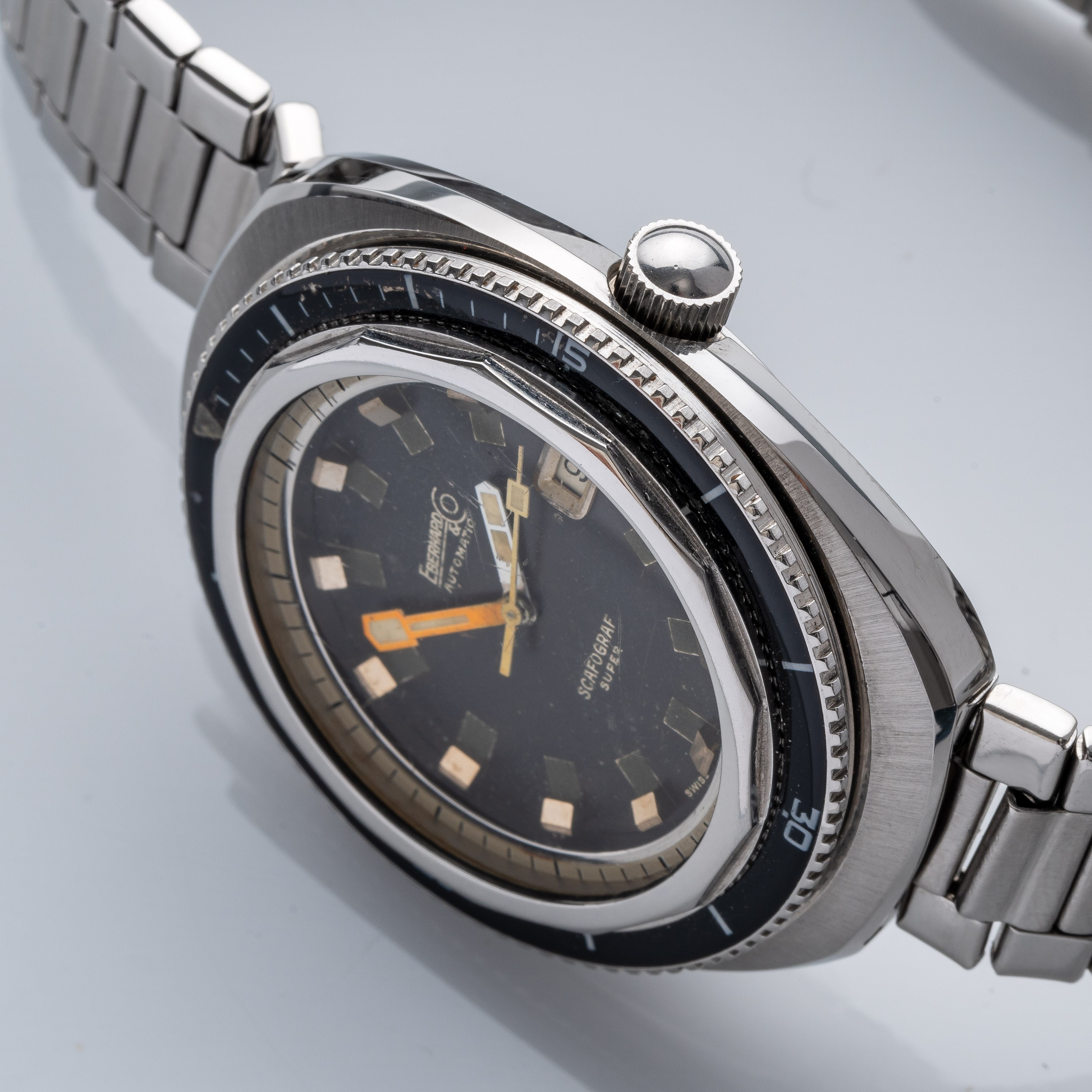 Eberhard - Scafograf 26022 — orologio subacqueo automatico in acciaio con ghiera in bachelite