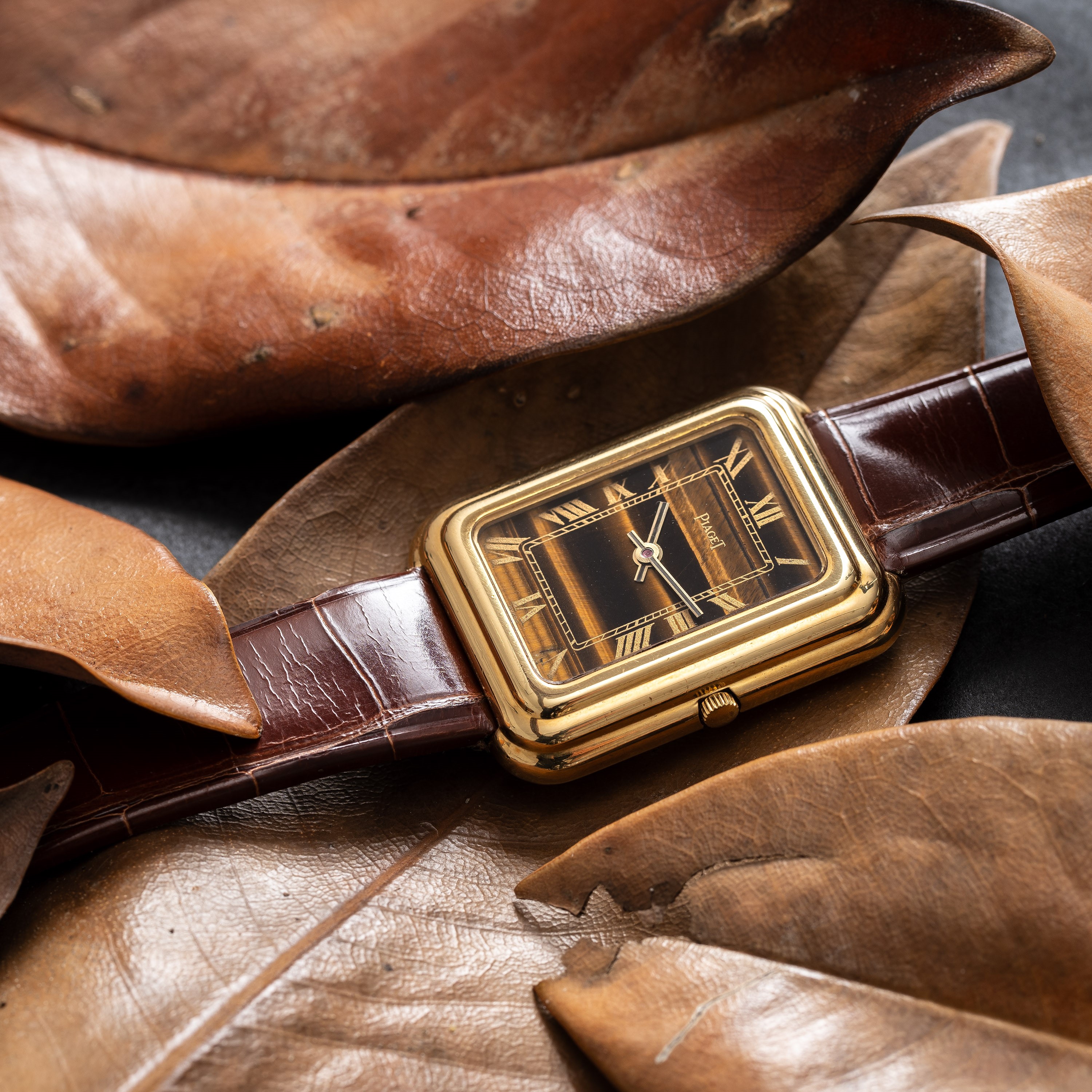 Piaget - Beta 21 — orologio da polso in oro giallo 18kt con quadrante in pietra occhio di tigre