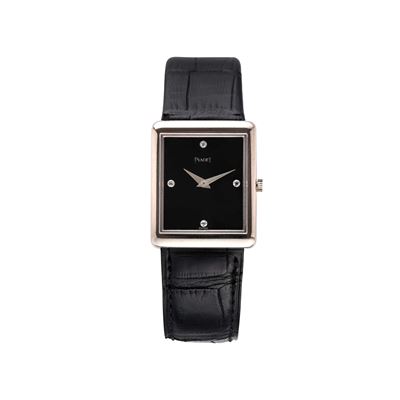 Tank, orologio da polso in oro bianco 18 kt con quadrante in onice e diamanti