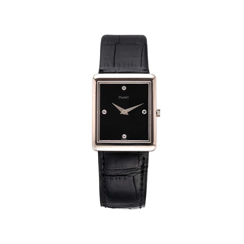 Piaget - Tank, orologio da polso in oro bianco 18 kt con quadrante in onice e diamanti