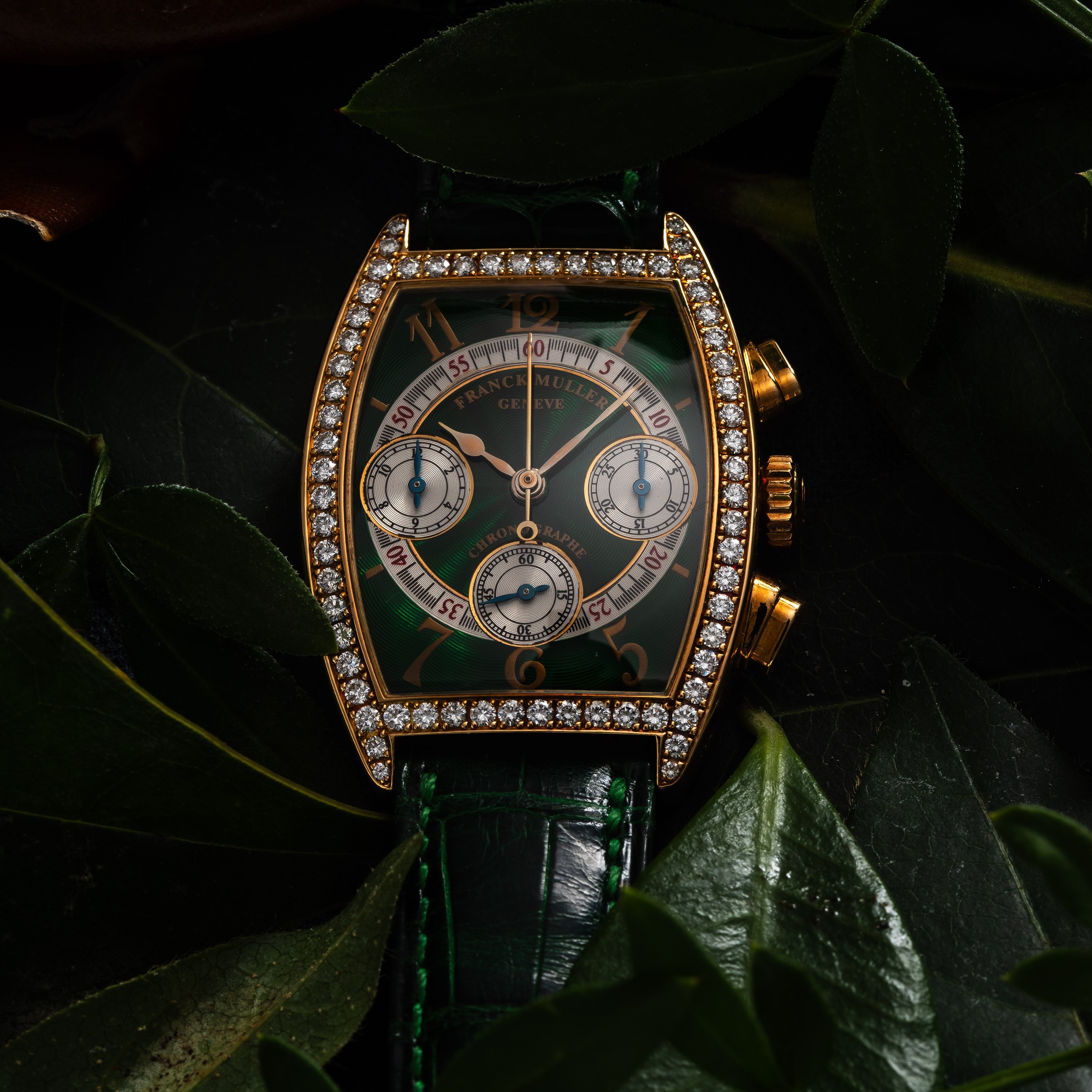Franck Muller - Casablanca 7502 CC DP Cronografo manuale in oro giallo 18 kt con diamanti, quadra...