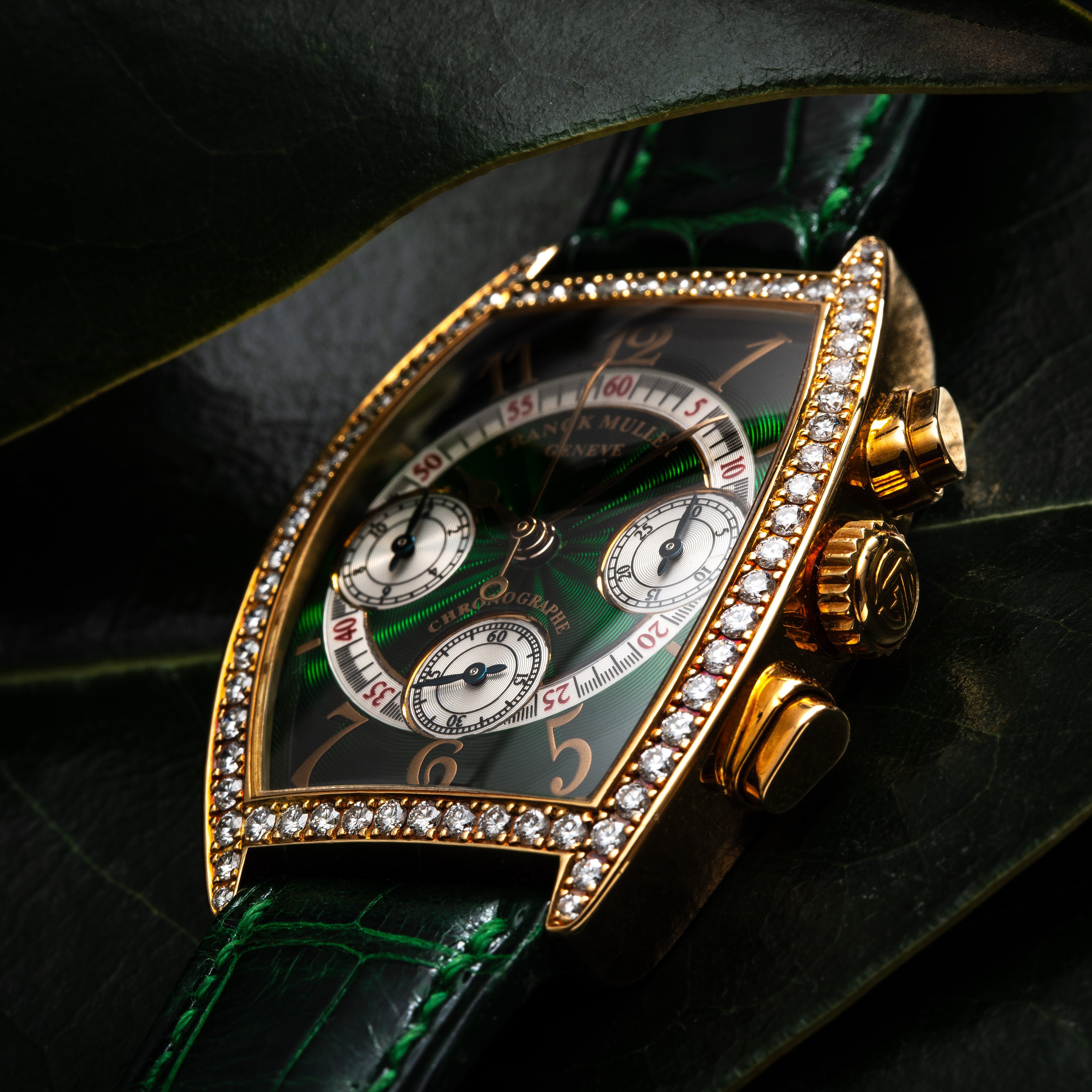 Franck Muller - Casablanca 7502 CC DP Cronografo manuale in oro giallo 18 kt con diamanti, quadra...