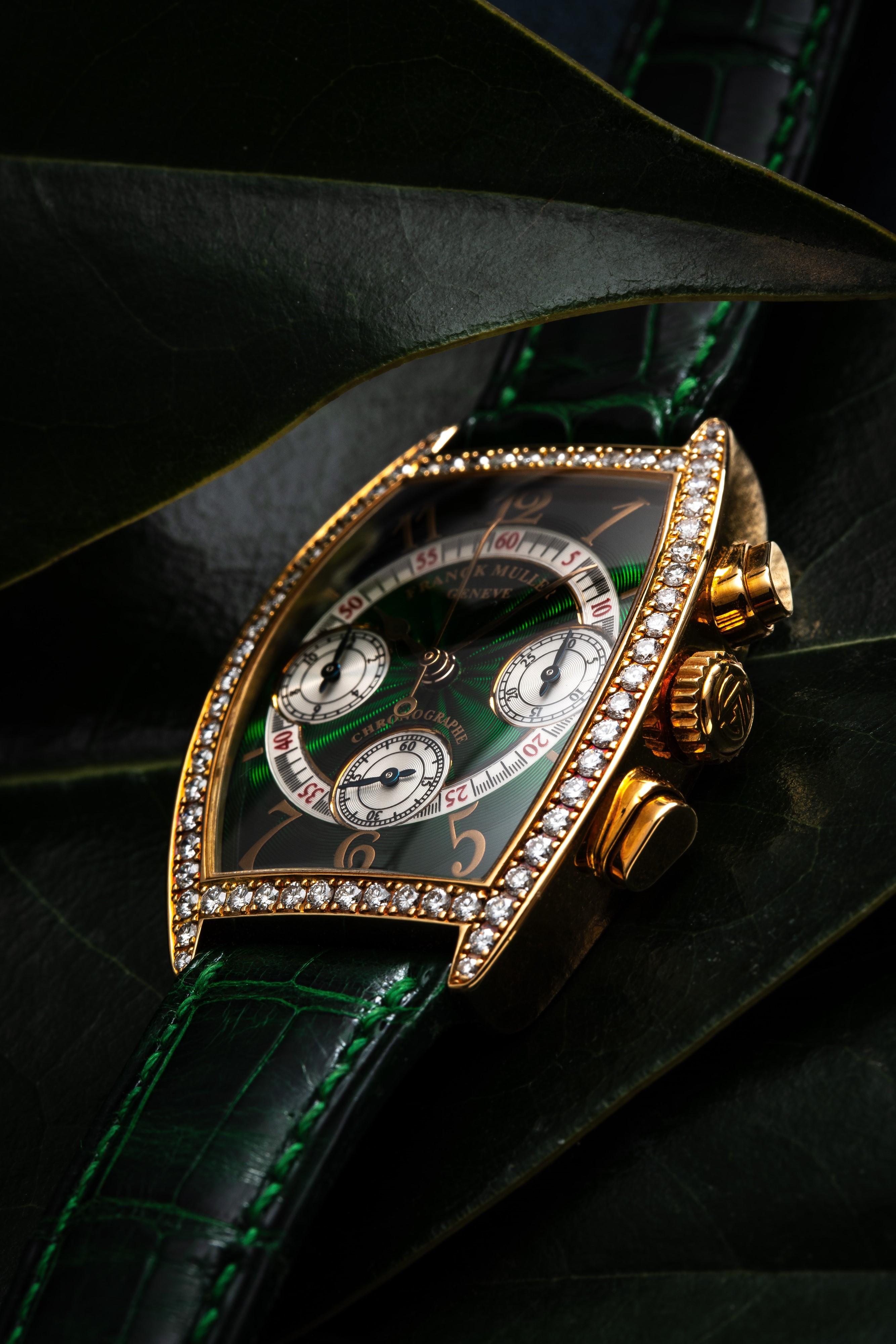 Franck Muller - Casablanca 7502 CC DP Cronografo manuale in oro giallo 18 kt con diamanti, quadra...