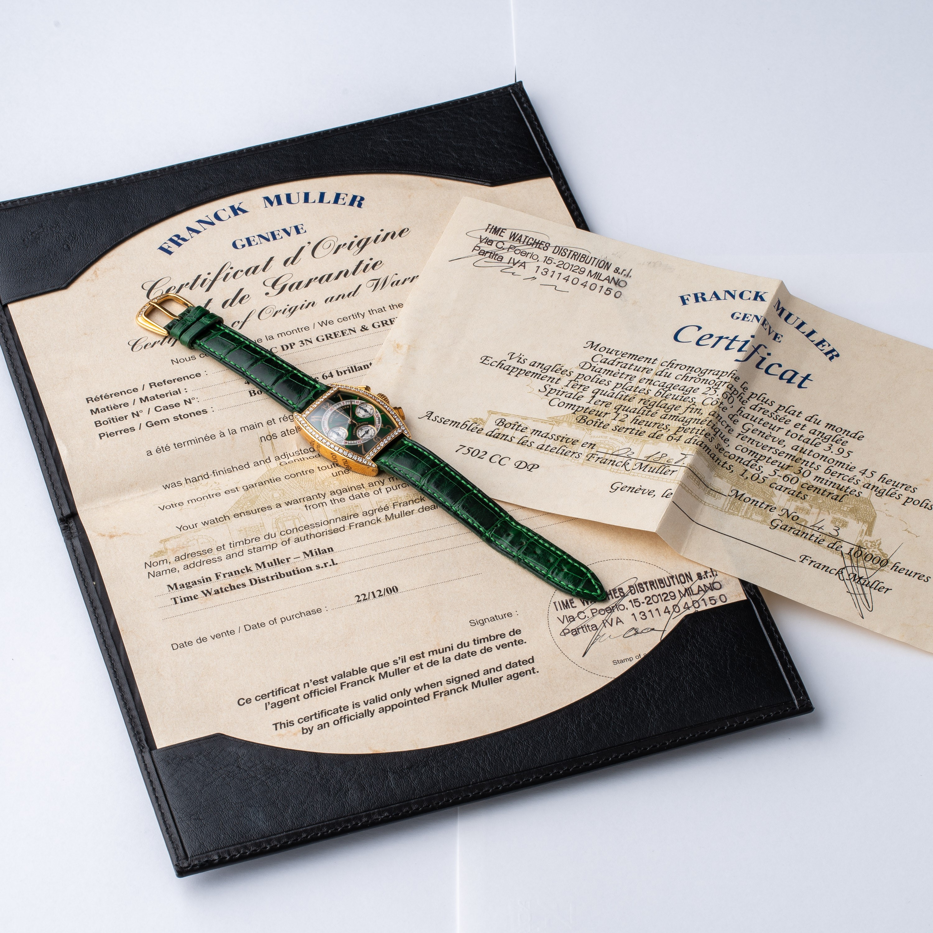 Franck Muller - Casablanca 7502 CC DP Cronografo manuale in oro giallo 18 kt con diamanti, quadra...