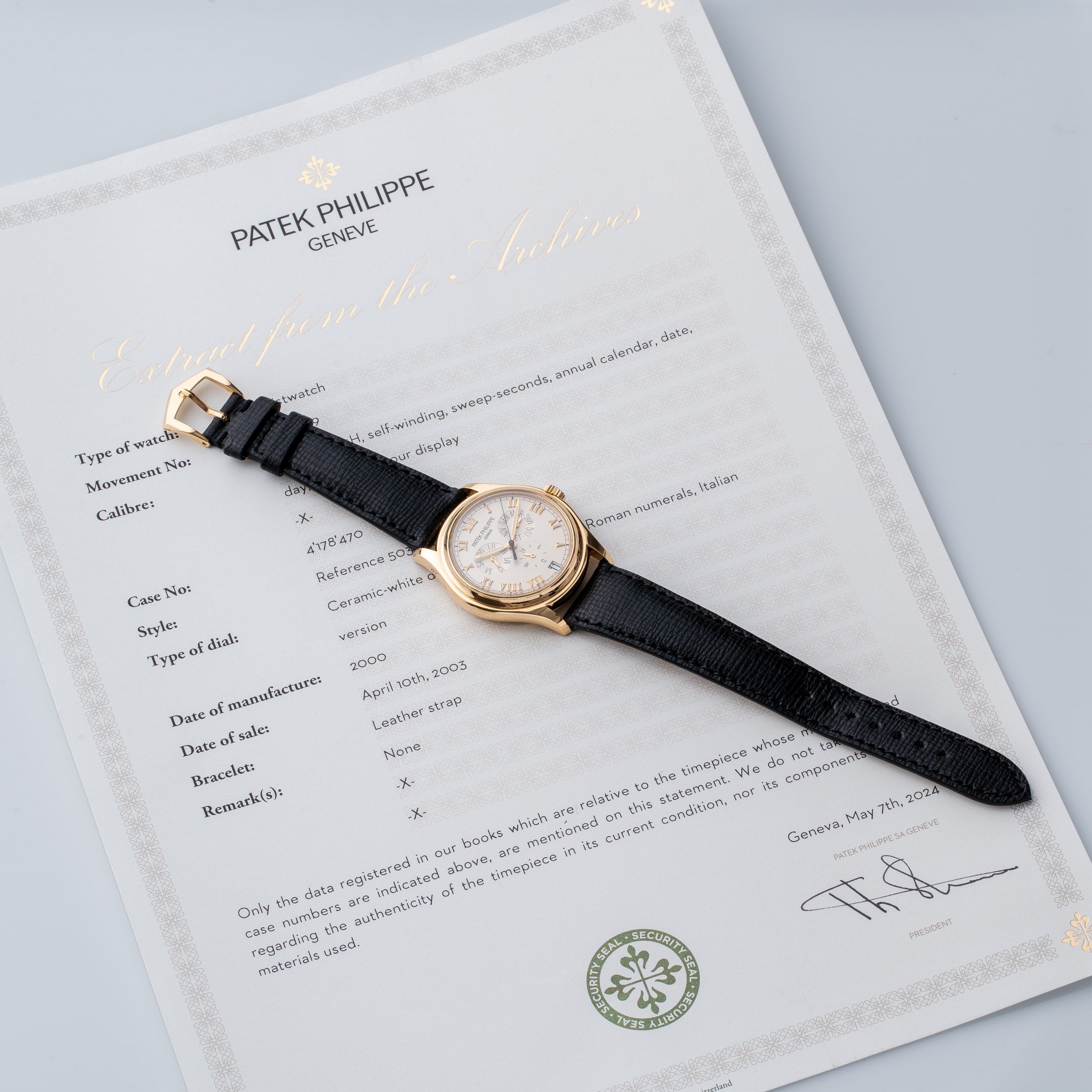 Patek Philippe - Calendario annuale ref. 5035 (2000) — orologio automatico in oro giallo 18 kt