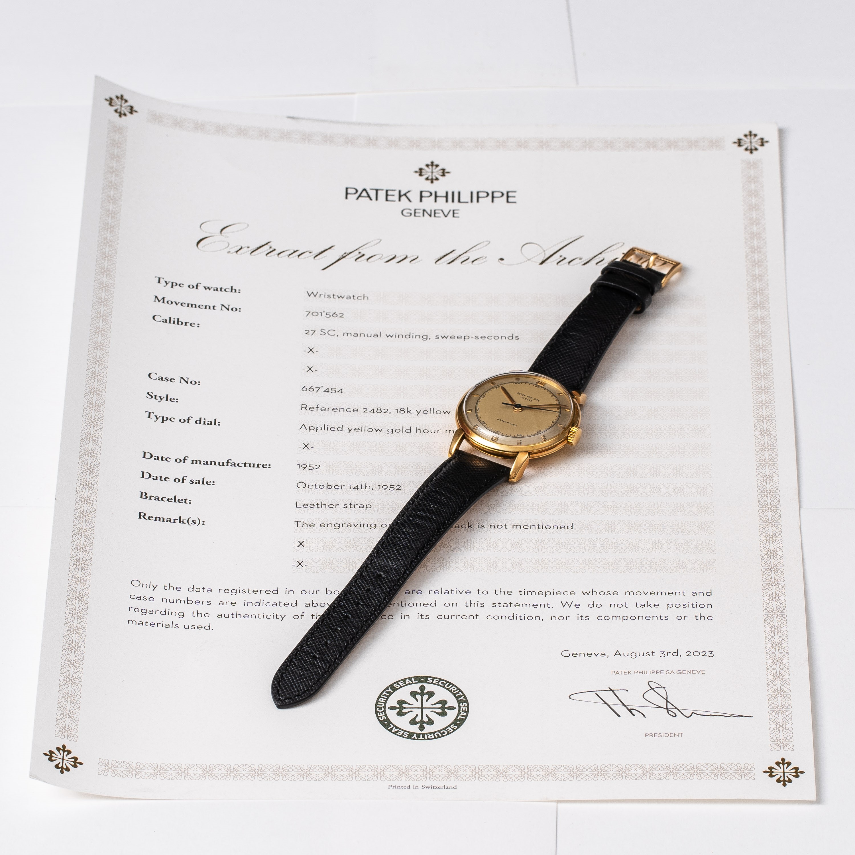 Patek Philippe - Calatrava 2482, orologio solo tempo in oro giallo 18 kt con quadrante bitonale, ...