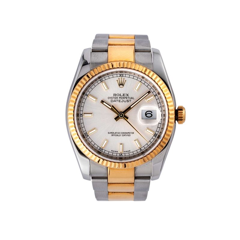Rolex - Oyster Perpetual (116233) – orologio solo tempo in acciaio e oro 18kt, quadrante argenté
