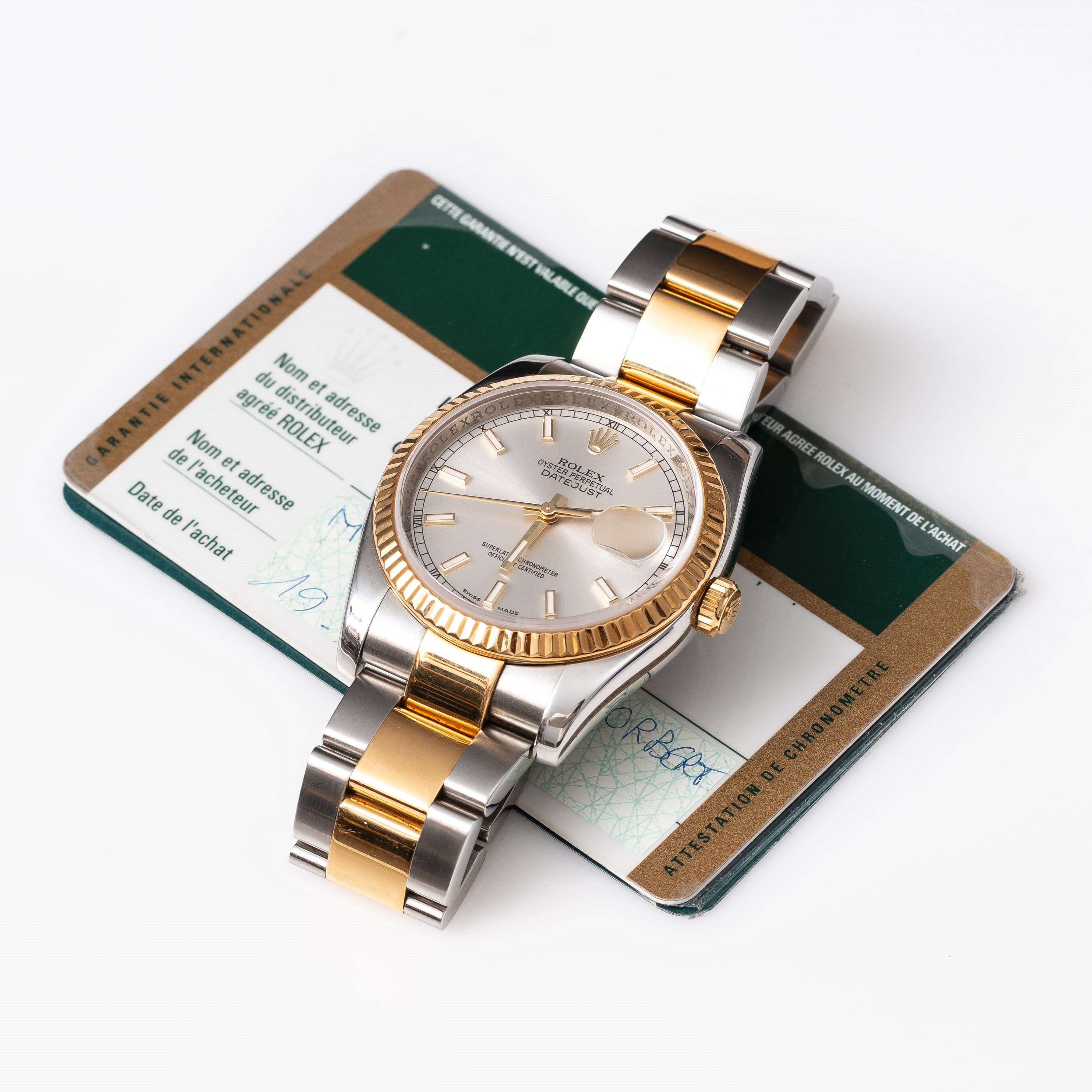 Rolex - Oyster Perpetual (116233) – orologio solo tempo in acciaio e oro 18kt, quadrante argenté