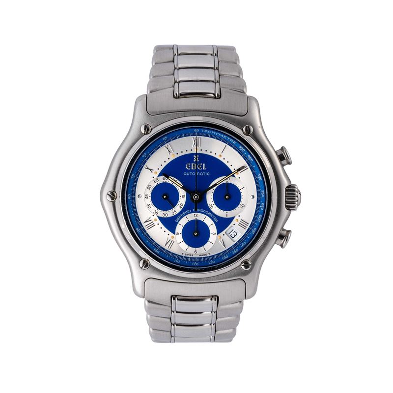 Ebel - Modulor cronografo automatico in acciaio con quadrante bitonale blu e argento