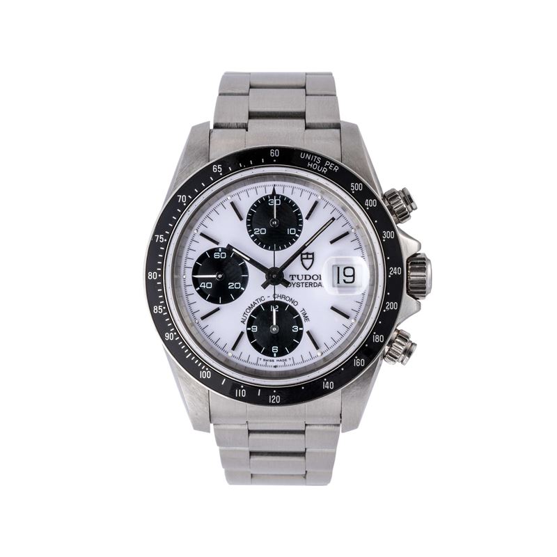 Tudor - Oysterdate Chrono Time 79260, cronografo automatico in acciaio con quadrante bianco