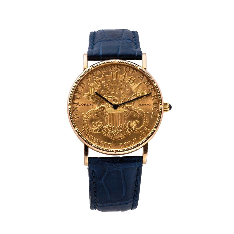 Corum - Orologio “20 Dollari” in oro giallo 18 kt, quadrante con moneta (Ref. 8869)