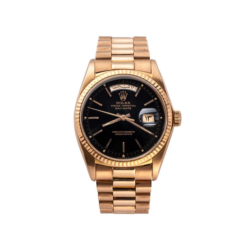 Rolex - Day-Date Ref. 1803 in oro rosa 18 kt con datario in arabo
