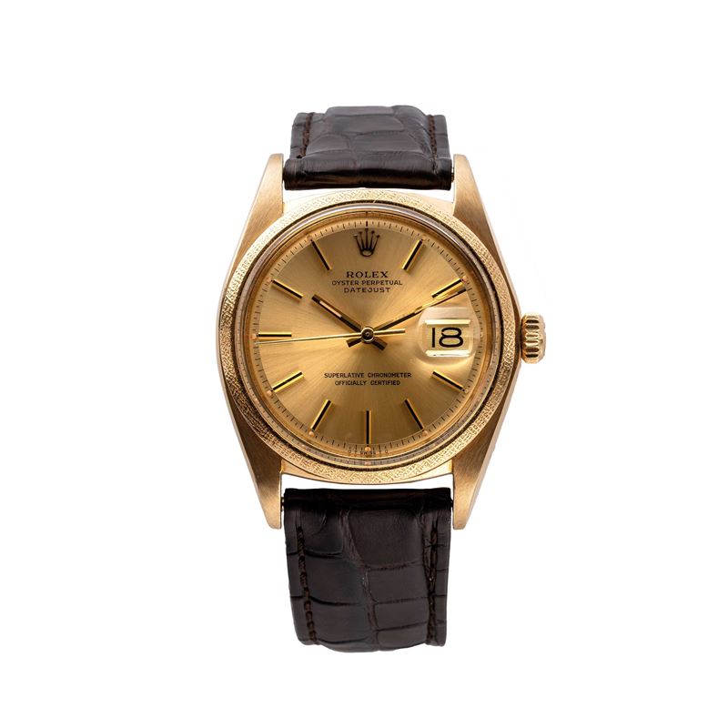 Rolex - Datejust 1611 (1977) orologio solo tempo in oro giallo 18 kt con datario e ghiera “Morell...