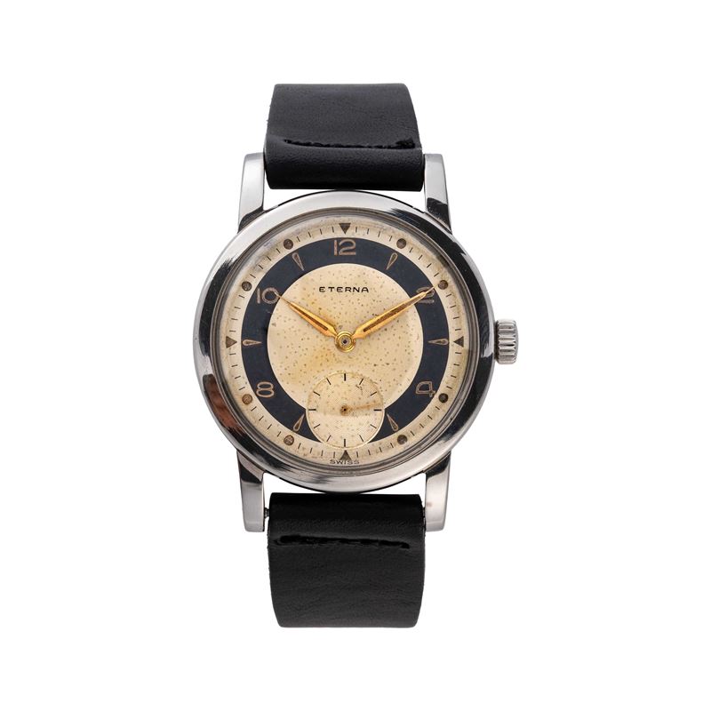 Eterna - Orologio da polso Solo Tempo in acciaio a carica manuale con quadrante bitonale e sfere ...
