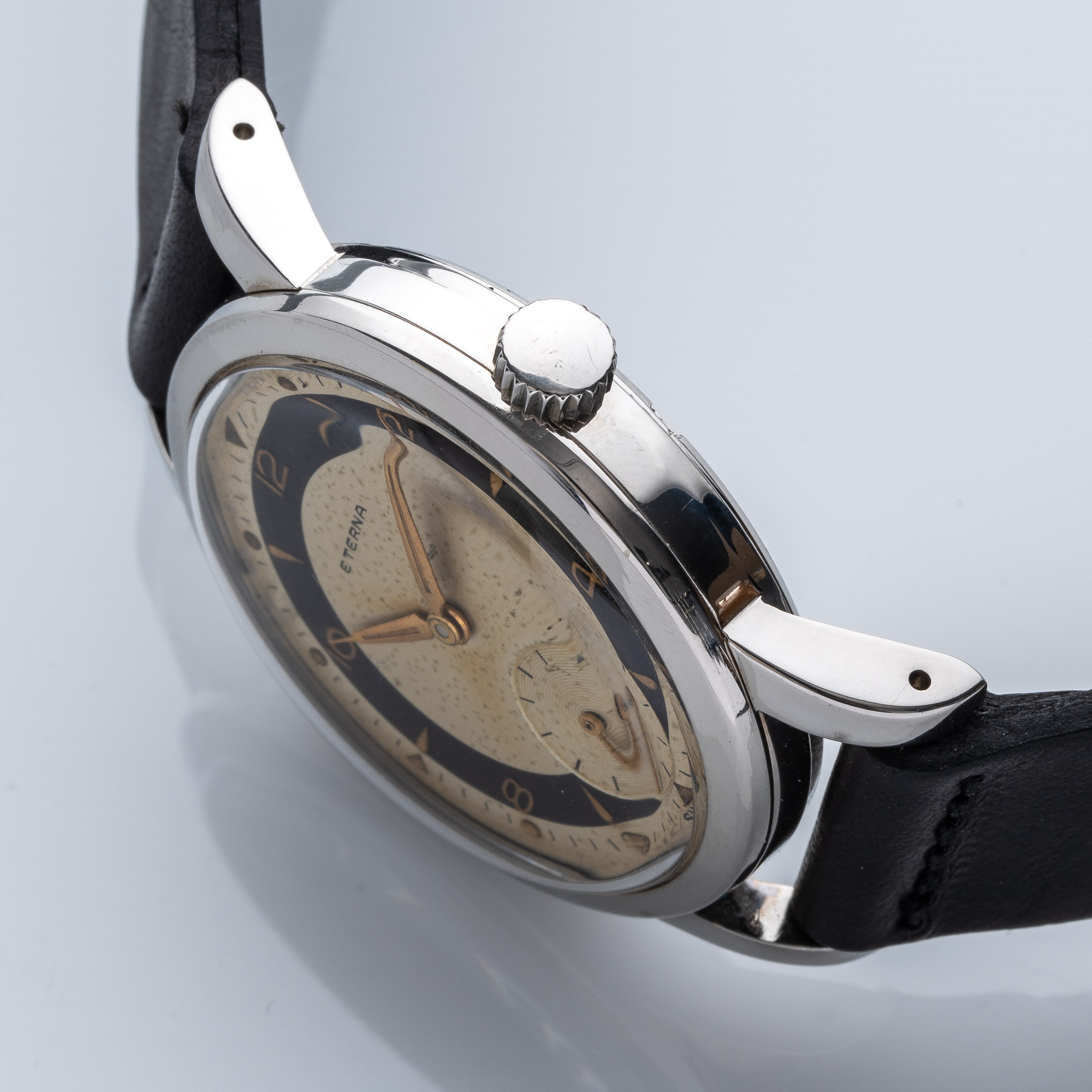 Eterna - Orologio da polso Solo Tempo in acciaio a carica manuale con quadrante bitonale e sfere ...