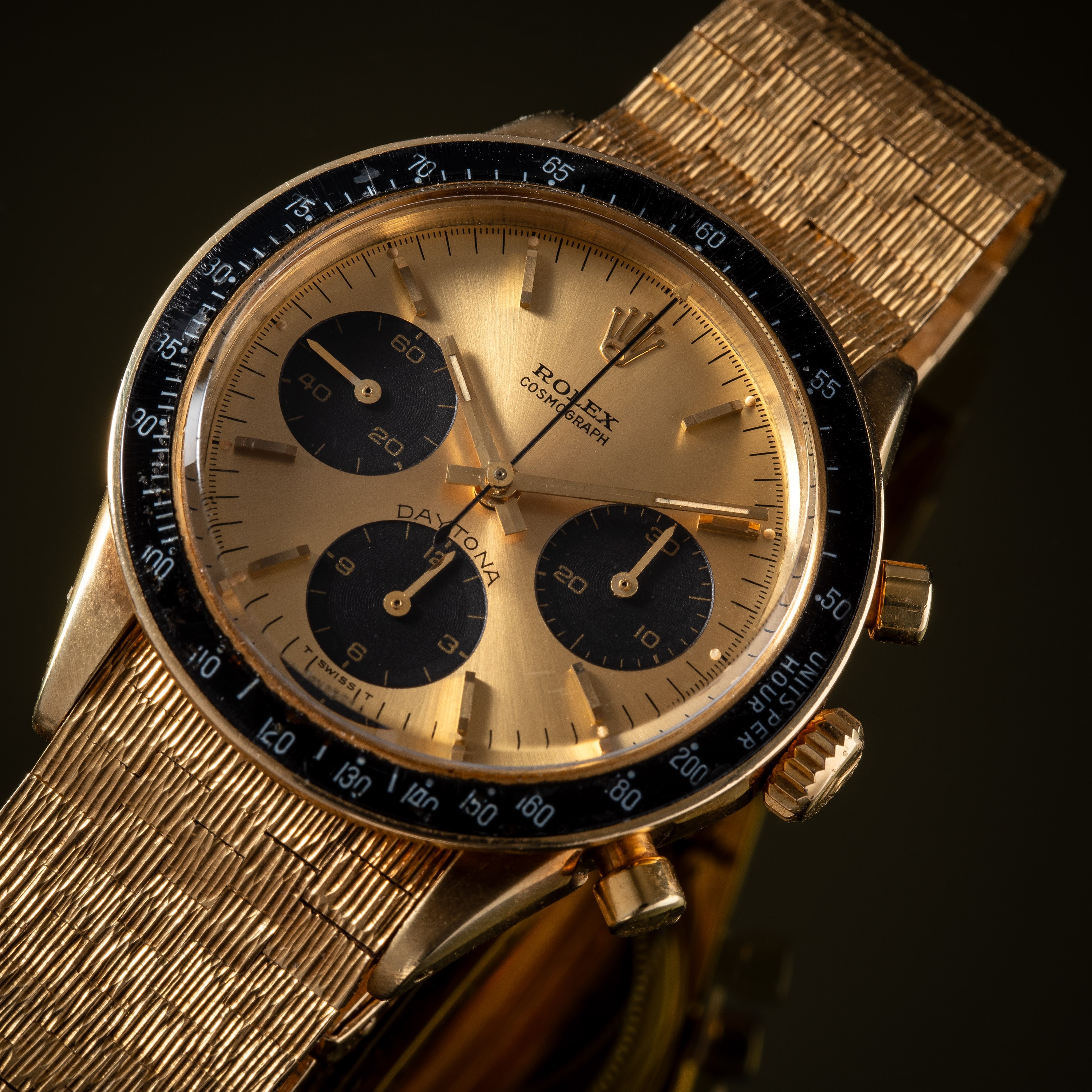 Daytona 6241 cronografo manuale in oro giallo 14 kt con bracciale Rolex in oro 18 kt